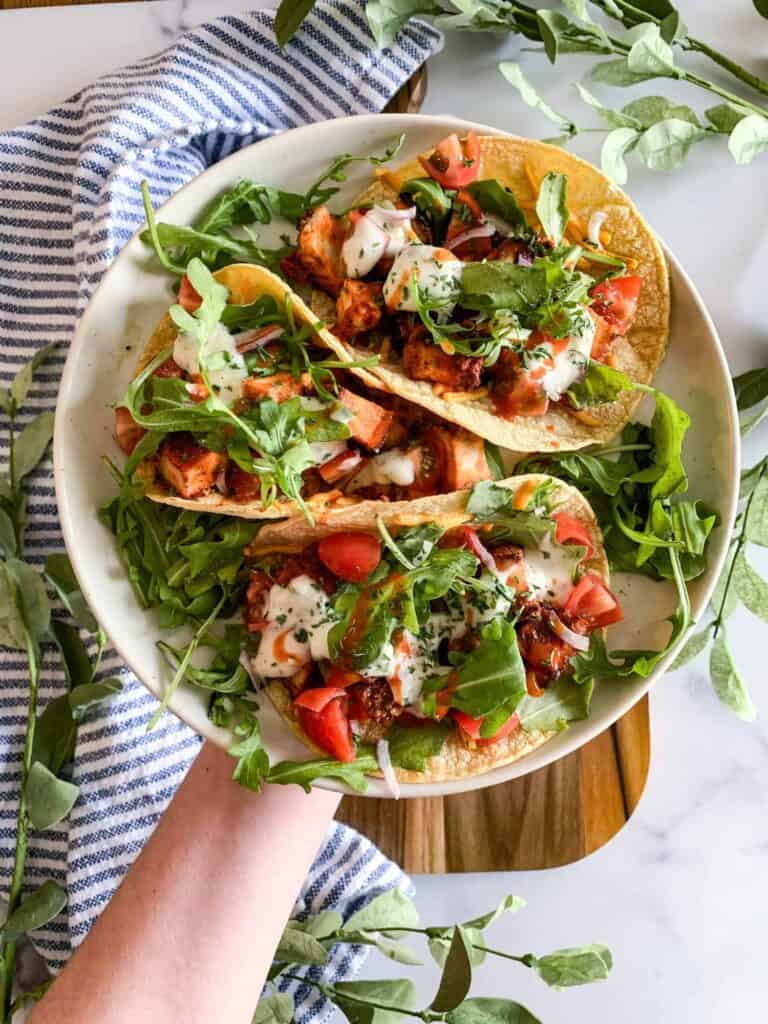 Buffalo Air Fryer Chicken Tacos (gluten free, dairy free)