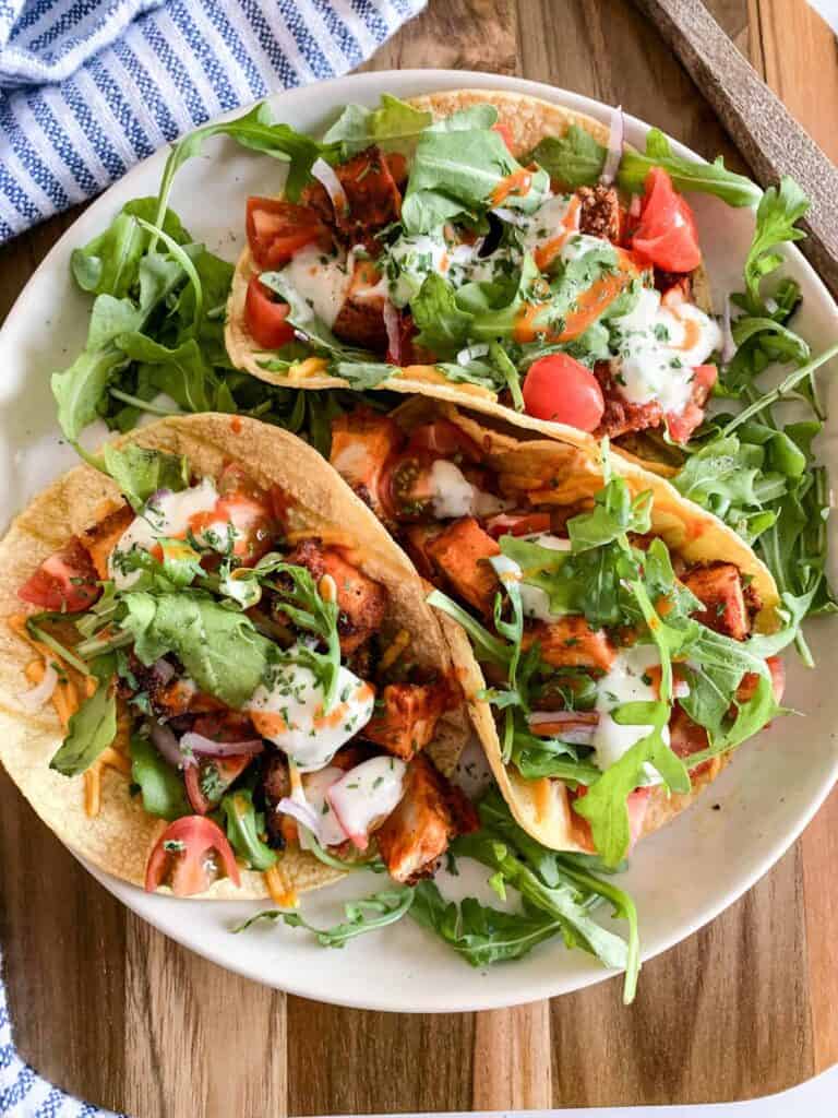 Buffalo Air Fryer Chicken Tacos (gluten free, dairy free)