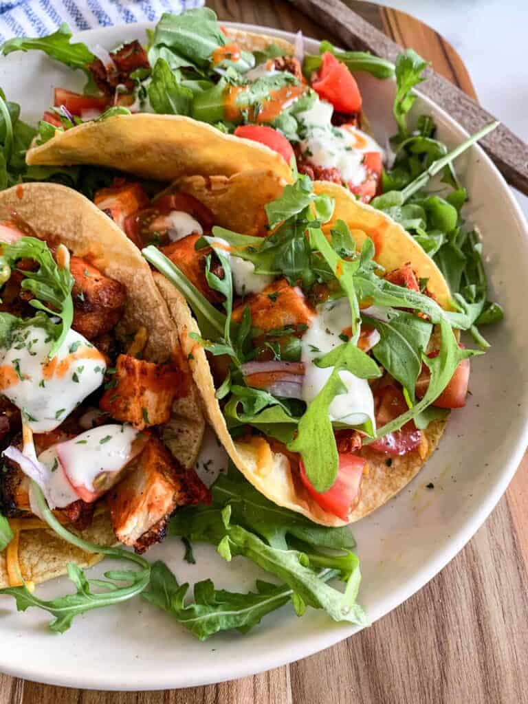 Buffalo Air Fryer Chicken Tacos (gluten free, dairy free)