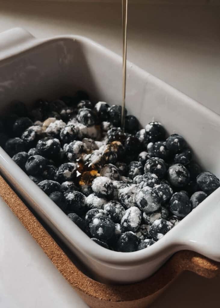 blueberries with cornstartch and maple syrup