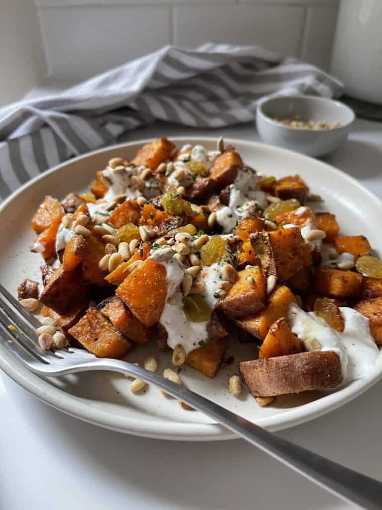 Gluten Free Sweet Potatoes with Healthy Yogurt Sauce