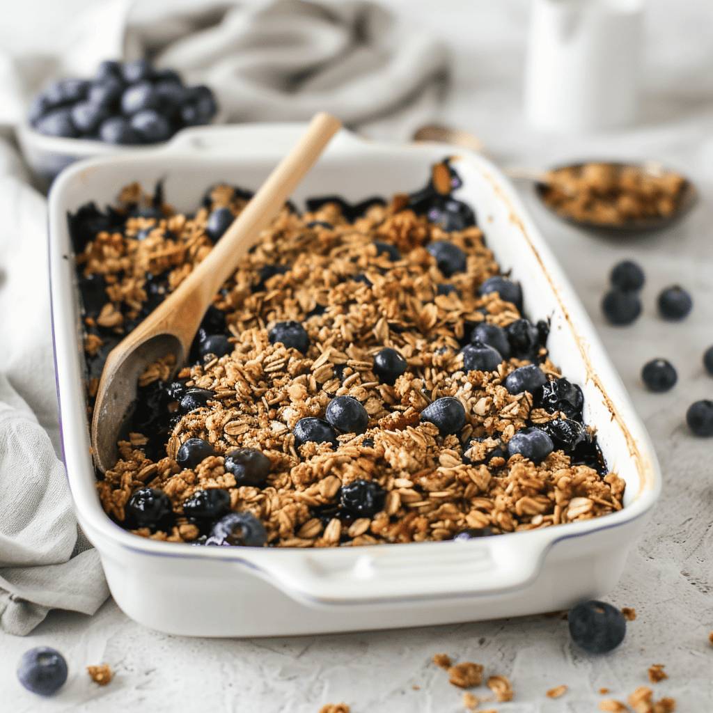 WHY YOU’LL LOVE THIS RECIPE

Without a doubt, this vegan blueberry cobbler is the easiest dessert you’ll ever make! The warm and sweet blueberries are topped with maple syrup, cinnamon and gluten free granola. This healthy dessert recipe is cozy, tasty and perfect for Fall!

This vegan blueberry cobbler is an easy, gluten free twist on the classic apple crisp recipe. It has no butter and no oil, so it’s a super healthy recipe!

This vegan blueberry cobbler is easy to make vegan or sugar free too! No matter what food allergy or dietary restriction you have, you don’t have to miss out on the best dessert of the Fall!

INGREDIENTS & SUBSTITUTIONS

LEMON JUICE

CORNSTARCH

This is used to thicken the blueberry juice that oozes out when the blueberries get warm and bake! If you don't have cornstartch you can use gluten free flour too. 

GRANOLA

What makes this vegan blueberry cobbler actually healthy, is that it skips the normal crispy crumble topping of flour + butter. Butter has a lot of saturated fat so sometimes  looking for a healthier option. This blueberry crisp is topped with granola instead. I buy gluten free granola and to keep this a gluten free recipe you must buy gluten free granola.

You can buy any flavor gluten free granola you want. You can buy gluten free cinnamon granola, plain granola, honey flavored granola, etc. If you really want an upgrade use vanilla granola or pumpkin spice granola! Feel free to use vegan granola too if you want to keep this recipe vegan!

SUGAR FREE MAPLE SYRUP

I use sugar free maple syrup as a sweetener for the vegan blueberry cobbler, but you can use any type of sweetener you want. If you want to sub honey instead of maple syrup or vegan honey instead! 

CINNAMON + PUMPKIN SPICE

A classic flavor in all crumbles or crisps is cinnamon. This recipe also calls for pumpkin spice as an upgrade to the classic flavor. If you like pumpkin spice lattes, pumpkin bread and all fall flavors, you’ll love this version.

COOL WHIP

Instead of topping this vegan blueberry cobbler with a scoop of ice cream, I used cool whip! Its lower in fat and a lighter, healthier option while still getting that creamy flavor. You can use a low fat, lite or fat free cool whip for a lighter option. You can also use a dairy free cool whip or a coconut whip on top instead to keep it vegan!

Plant based cool whip: https://amzn.to/3TYELiv

TASTE & TEXTURE

The blueberries are soft and warm in the center. The blueberries are topped with crispy cunchy granola. The pumpkin spice gives the vegan blueberry cobbler the perfect fall favor, and the cool whip is the perfect cool, creamy topping to offest the warm, sweet blueberries.

DIRECTIONS

STEP 1

Pour the blueberries in a baking dish.

STEP 2

Drizzle the blueberries with maple syrup, lemon juice and sprinkle cornstarch onto. Then, top with pumpkin spice, granola and cinnamon.

STEP 3

Bake on 350 for 30 minutes or longer depending on your desired crispiness. 

STEP 4

vegan blueberry cobbler
EXPERT TIPS & TRICKS