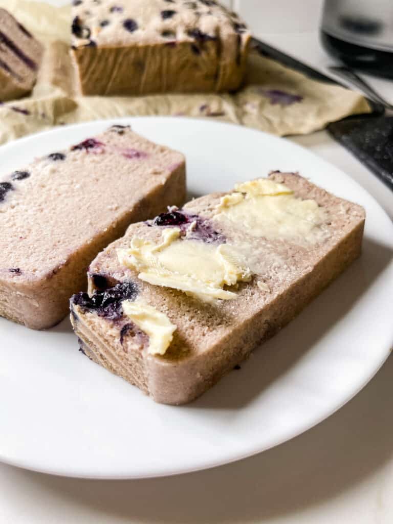 gluten free blueblerry pancake bread made with pancake mix