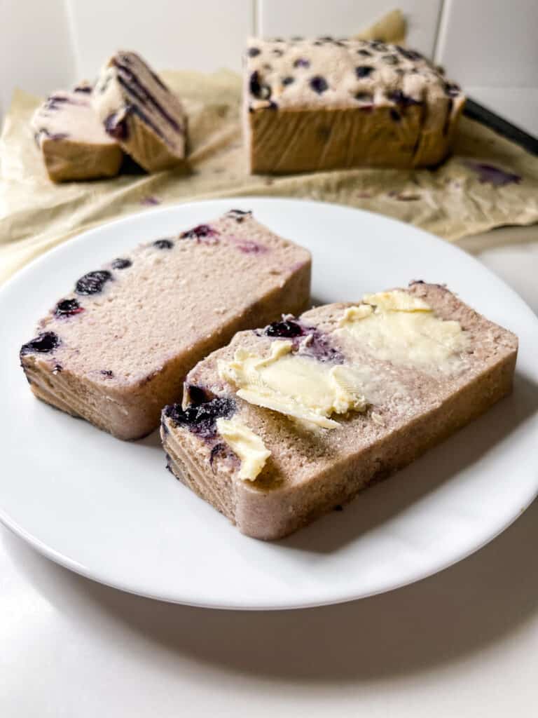 gluten free blueblerry pancake bread made with pancake mix