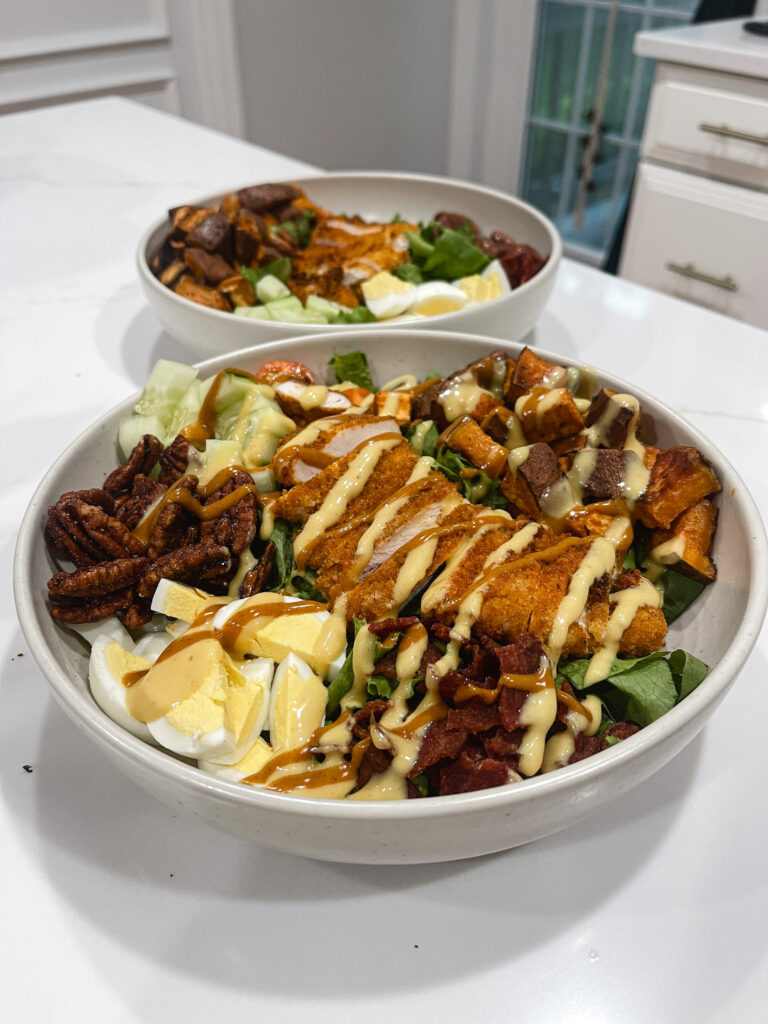 Crispy Chicken Cobb salad with chipotle honey mustard