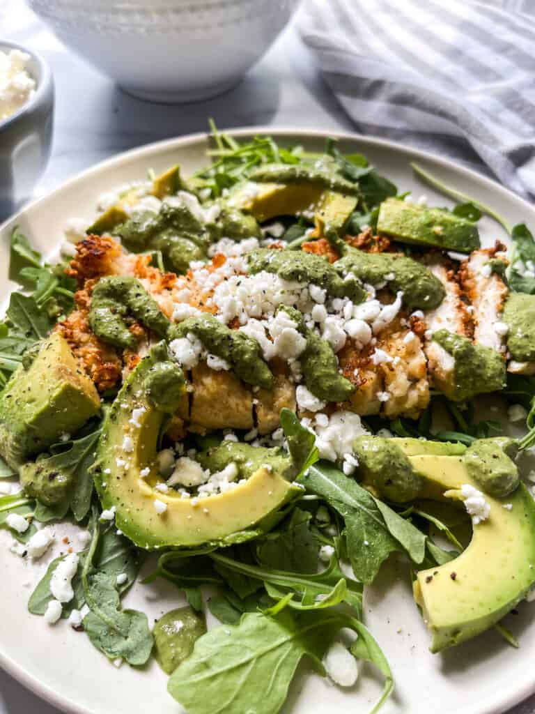 salad with pesto salad dressing