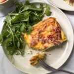 breakfast casserole with ham, eggs and cheese
