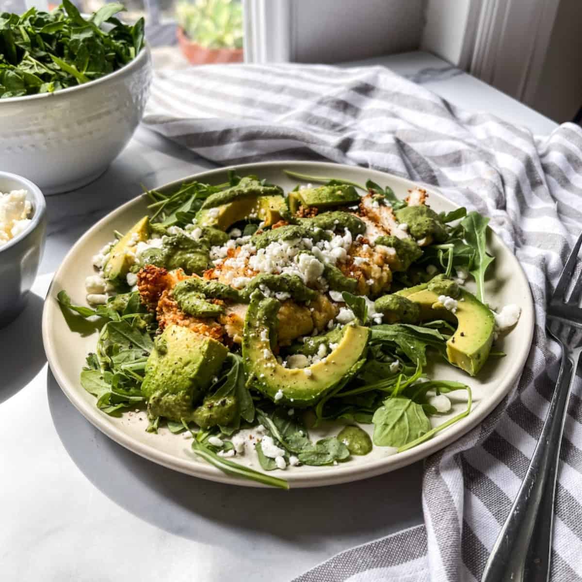salad with pesto dressing