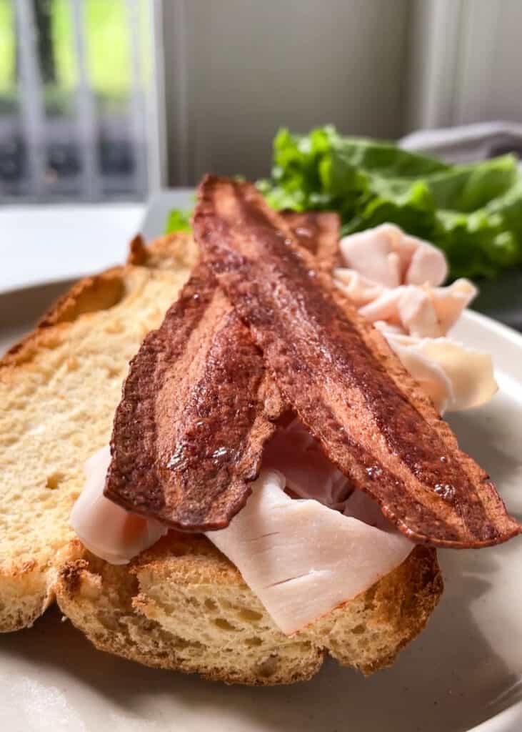 Turkey Bacon sandwich on a gluten free baguette