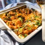 chicken rice casserole with red pepper sauce