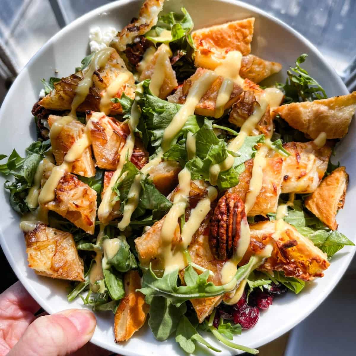 Honey Mustard Salad With Pizza Croutons
