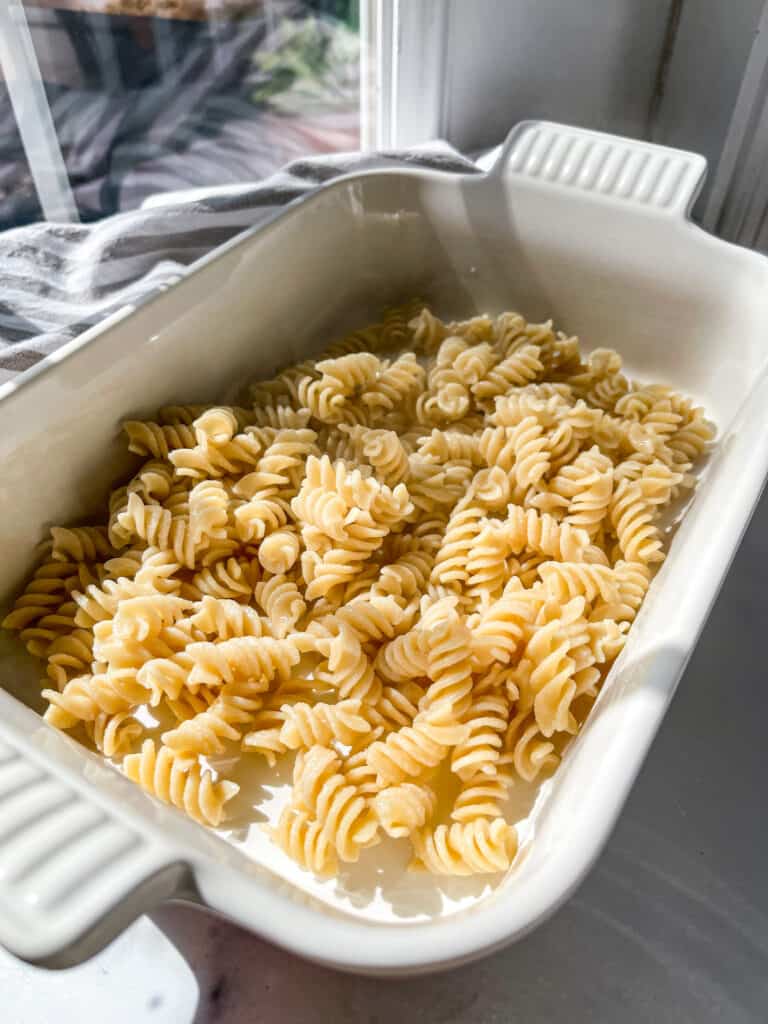 pasta being prepared for pasta bake