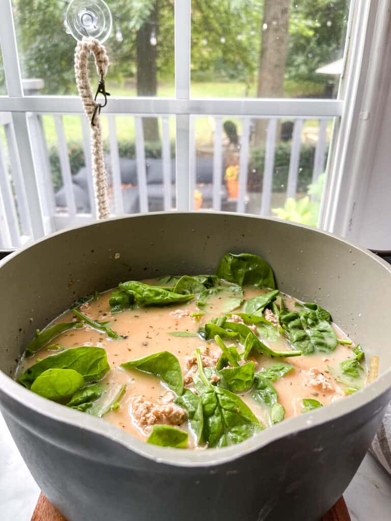 gluten free turkey soup being made in a pot