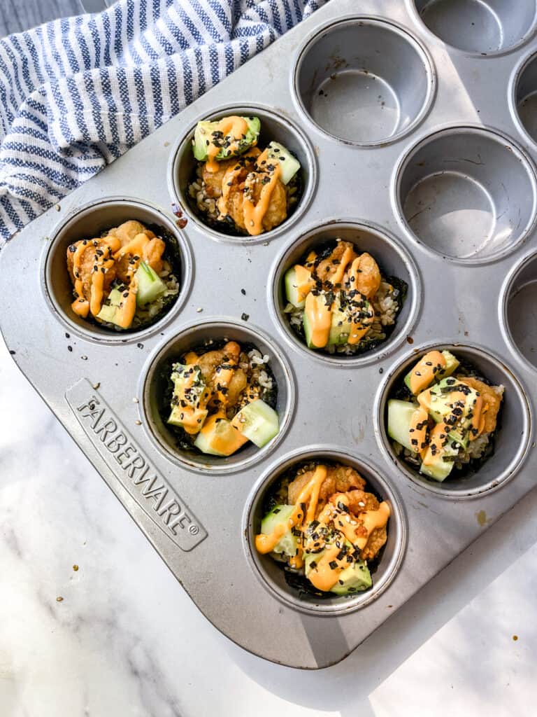 shrimp sushi muffin cups