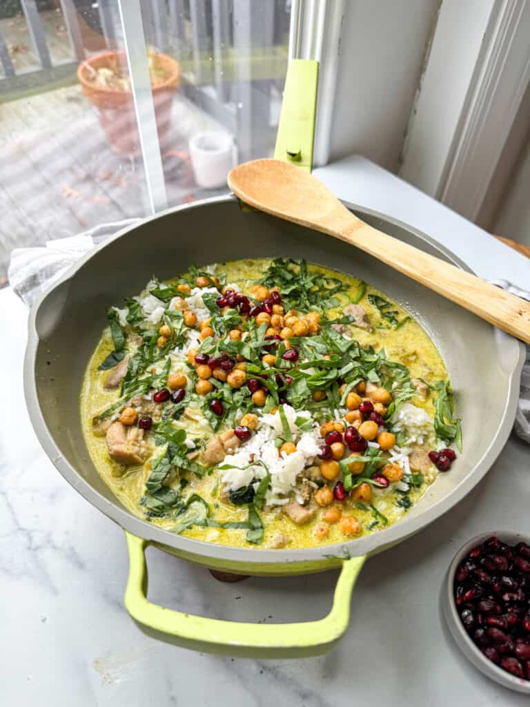 gluten free Chickpea Spinach Curry served with rice