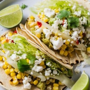 These gluten free dairy free tacos are delicious and easy to make and packed with protein and crunchy veggies.