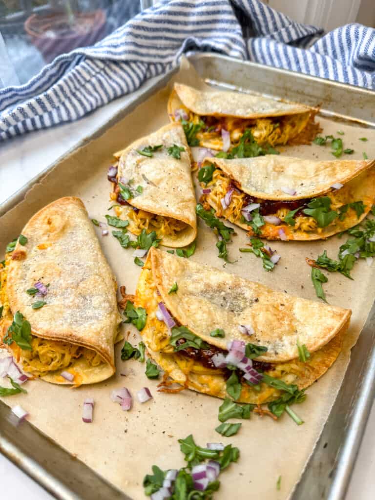 gluten free BBQ chicken tacos on corn tortillas