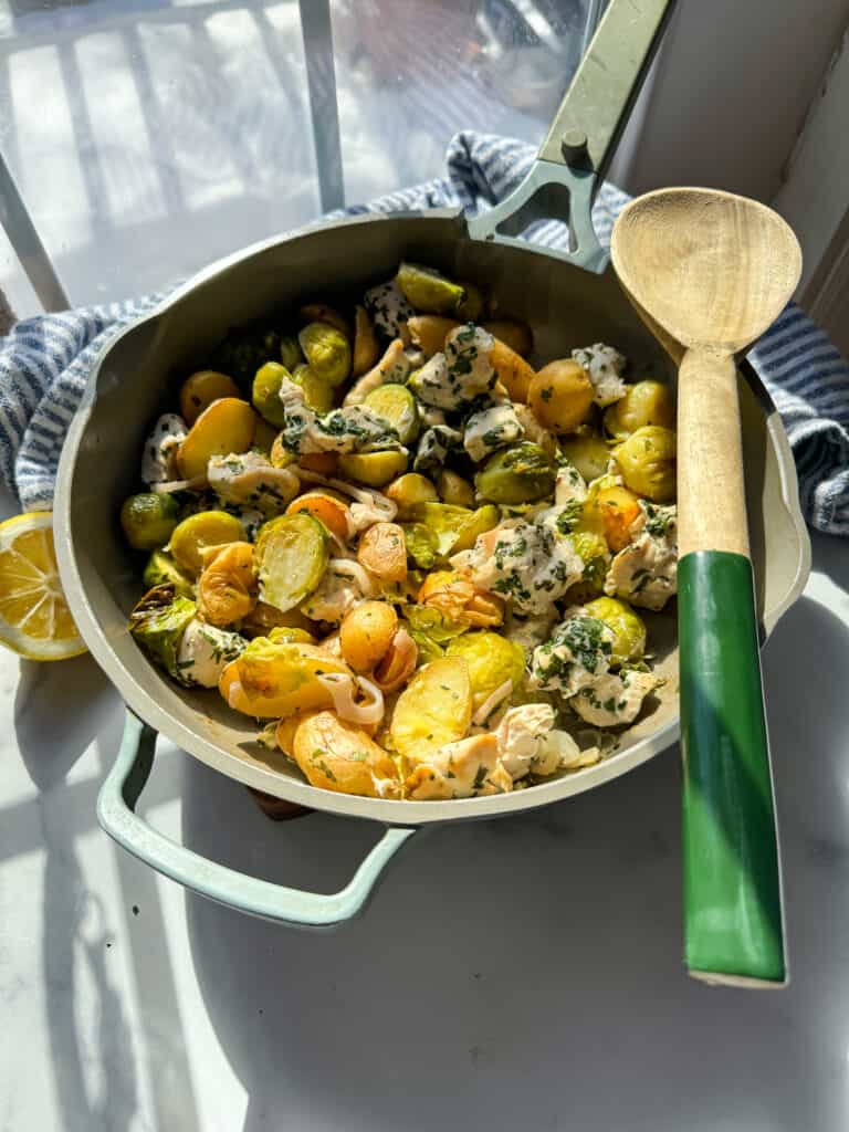 chicken and brussel sprouts skillet