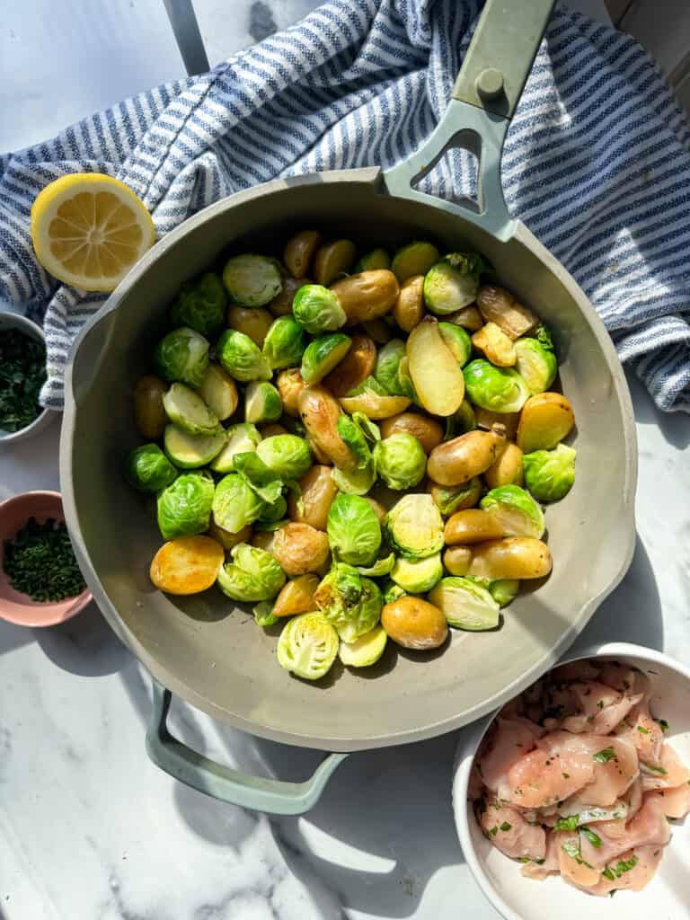 chicken and brussel sprouts skillet