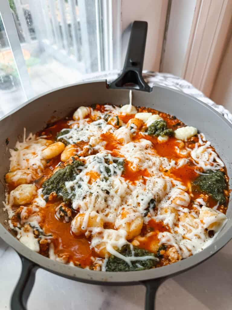 One-Pan Gnocchi With Pesto (Gluten free Option)