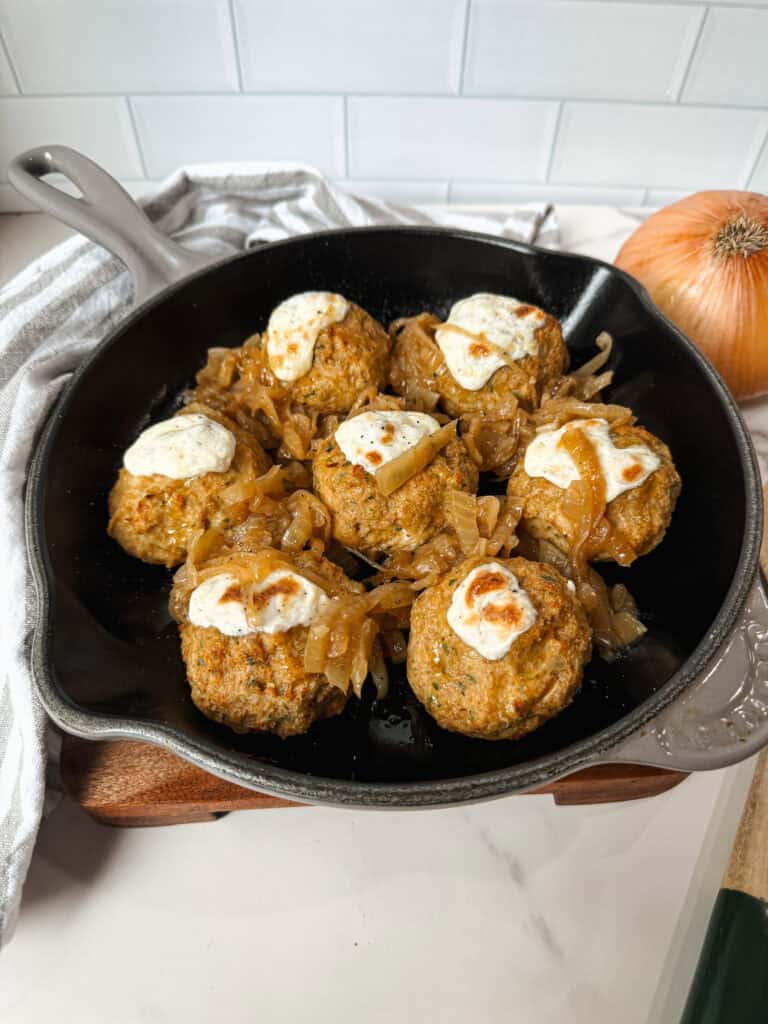 French Onion Chicken Meatballs, french onion meatballs, gluten free meatballs