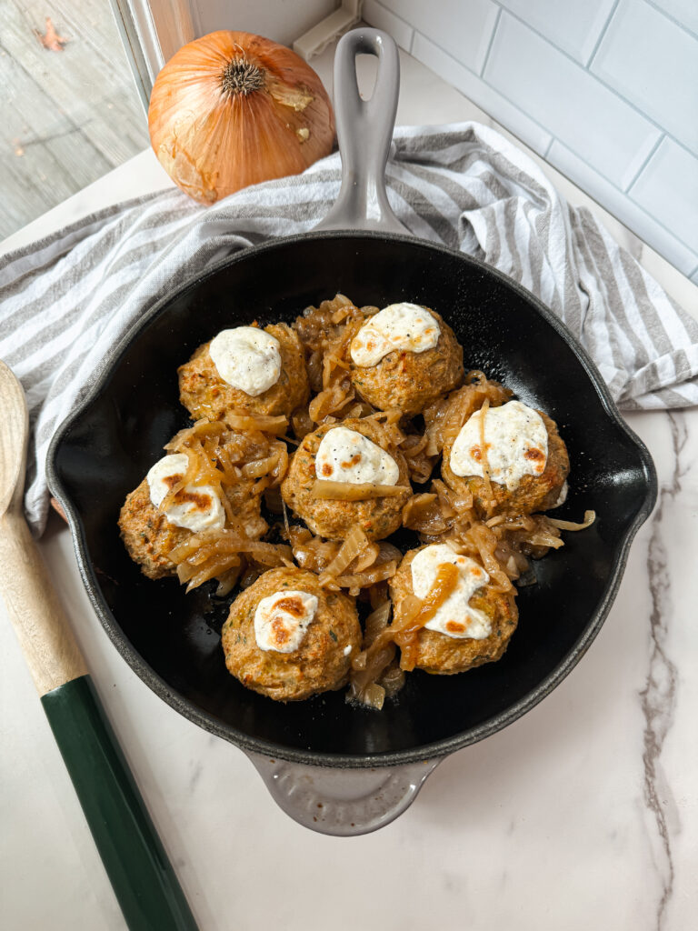 French Onion Chicken Meatballs, french onion meatballs, gluten free meatballs