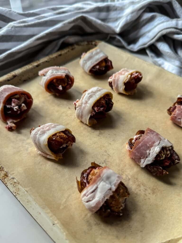 air fry bacon wrapped dates with goat cheese