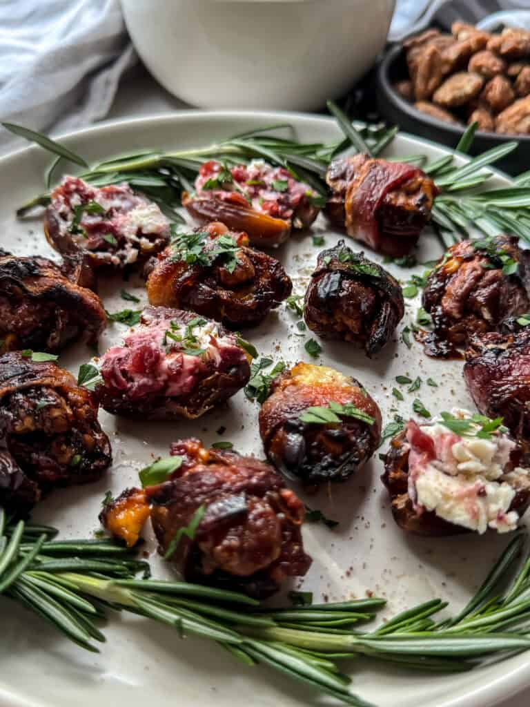 air fry bacon wrapped dates with goat cheese