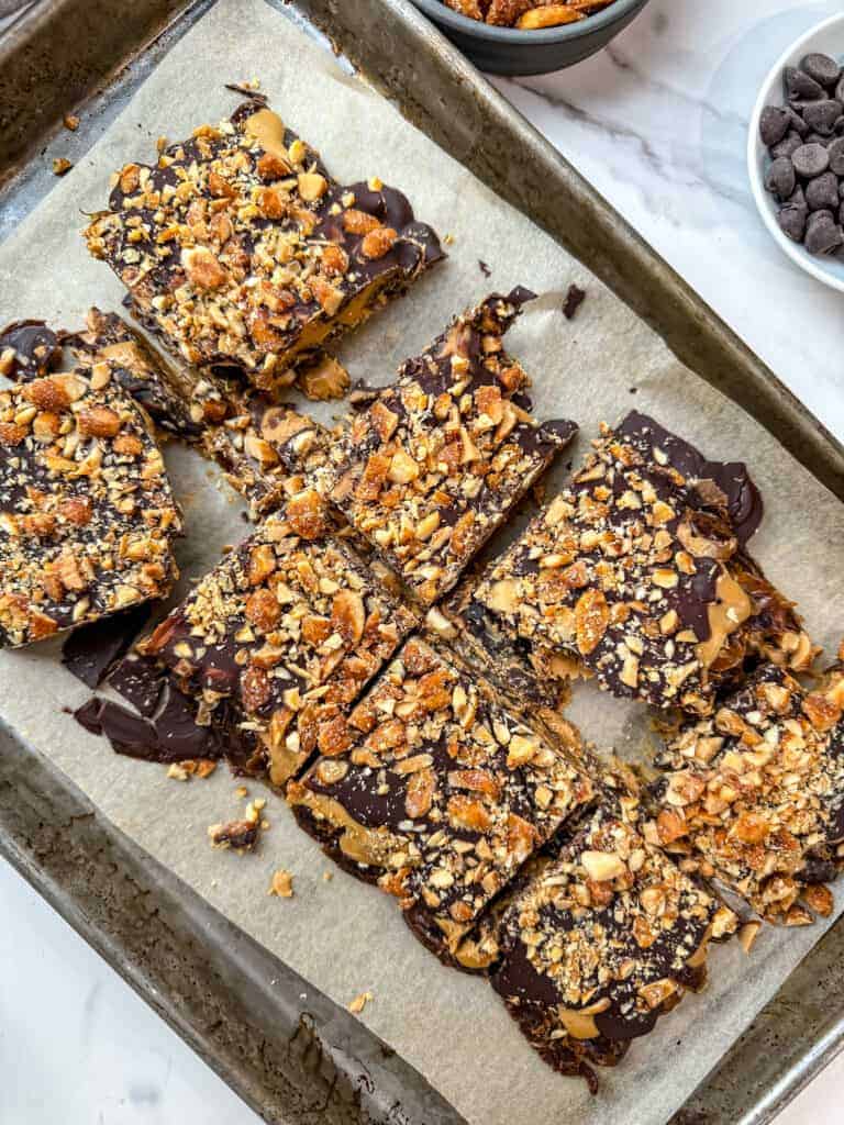 Snickers dates, Date bark, gluten free date bark, stuffed dates