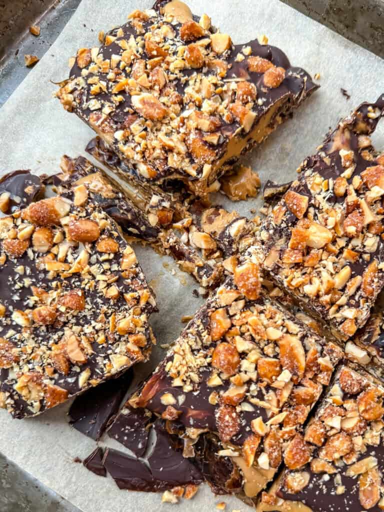 Snickers dates, Date bark, gluten free date bark, stuffed dates