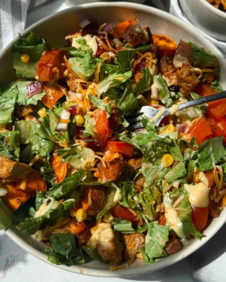 gluten free salad, salad with crispy chicken