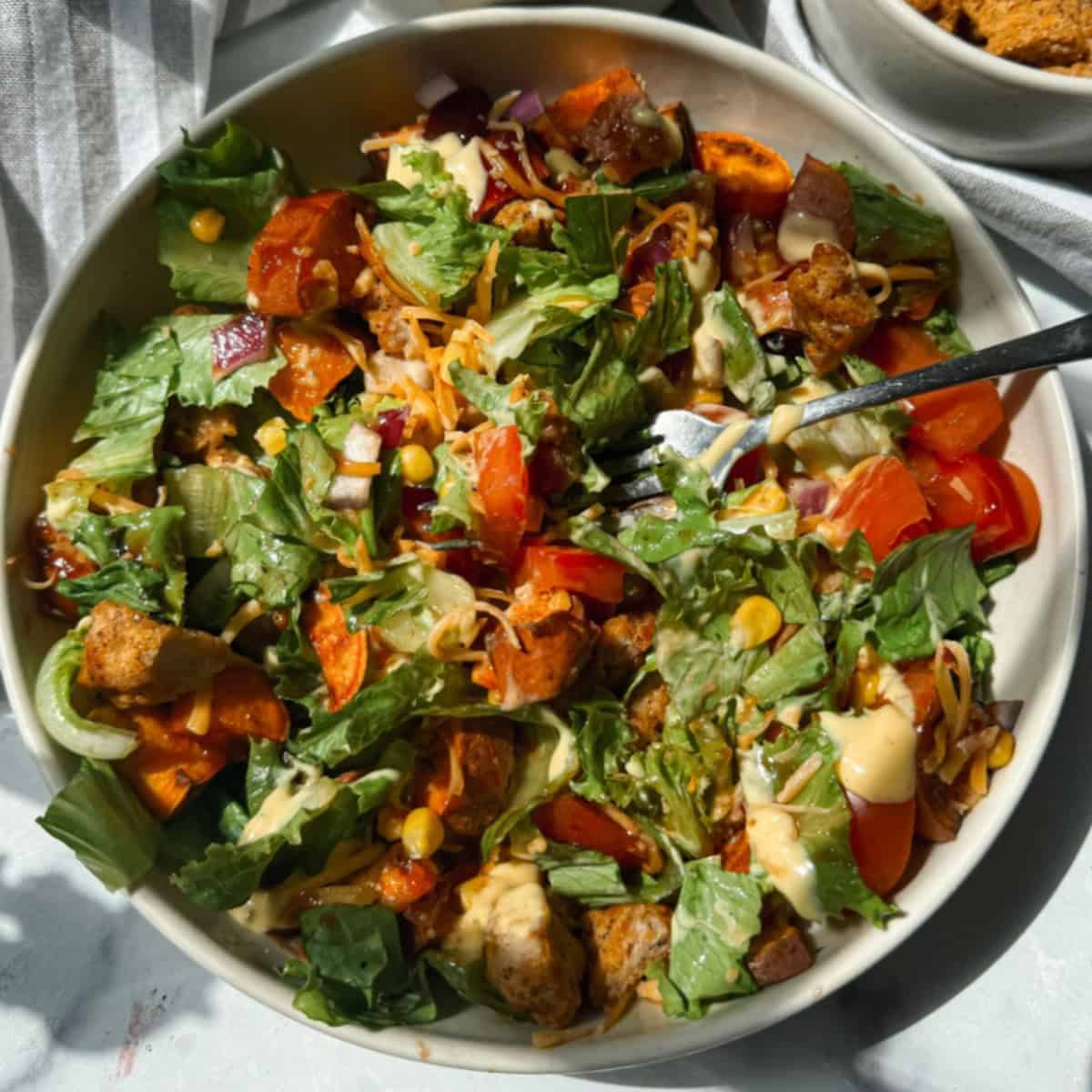 gluten free salad, salad with crispy chicken