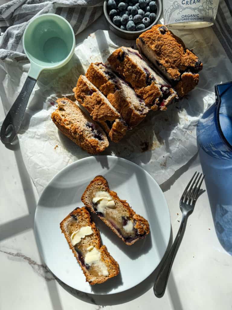 sliced blueberry loaf