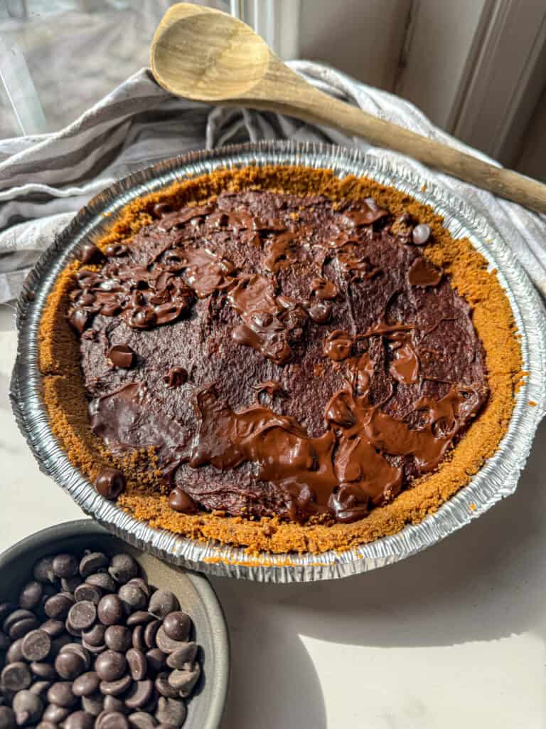 chocolate brownie pie, chocolate brownie pie recipe, gluten free chocolate pie