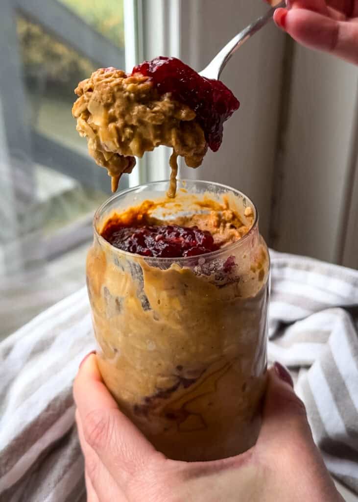 peanut butter and jelly overnight oats