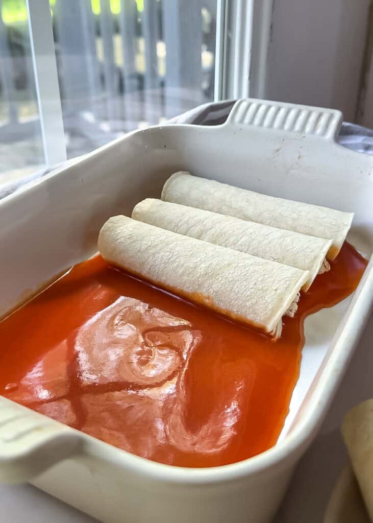 Gluten free enchiladas on a spoon